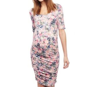 Motherhood Maternity floral print shortsleeved midi dress size:M